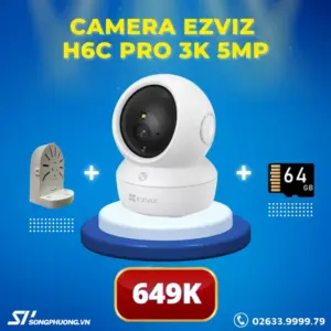 Camera Wifi EZVIZ H6C PRO 3K 5MP (Loa, Mic, Đàm thoại 2 chiều, có màu ban đêm, gọi điện APP)