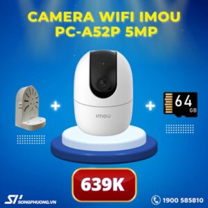 Camera Wifi Imou IPC-A52P 5MP 3K (Ranger 2, Xoay, Đàm thoại, Báo động, Wifi 6)